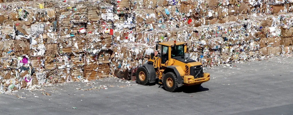 EXPORTING WASTE FROM THE UK - waste site with a truck collecting waste