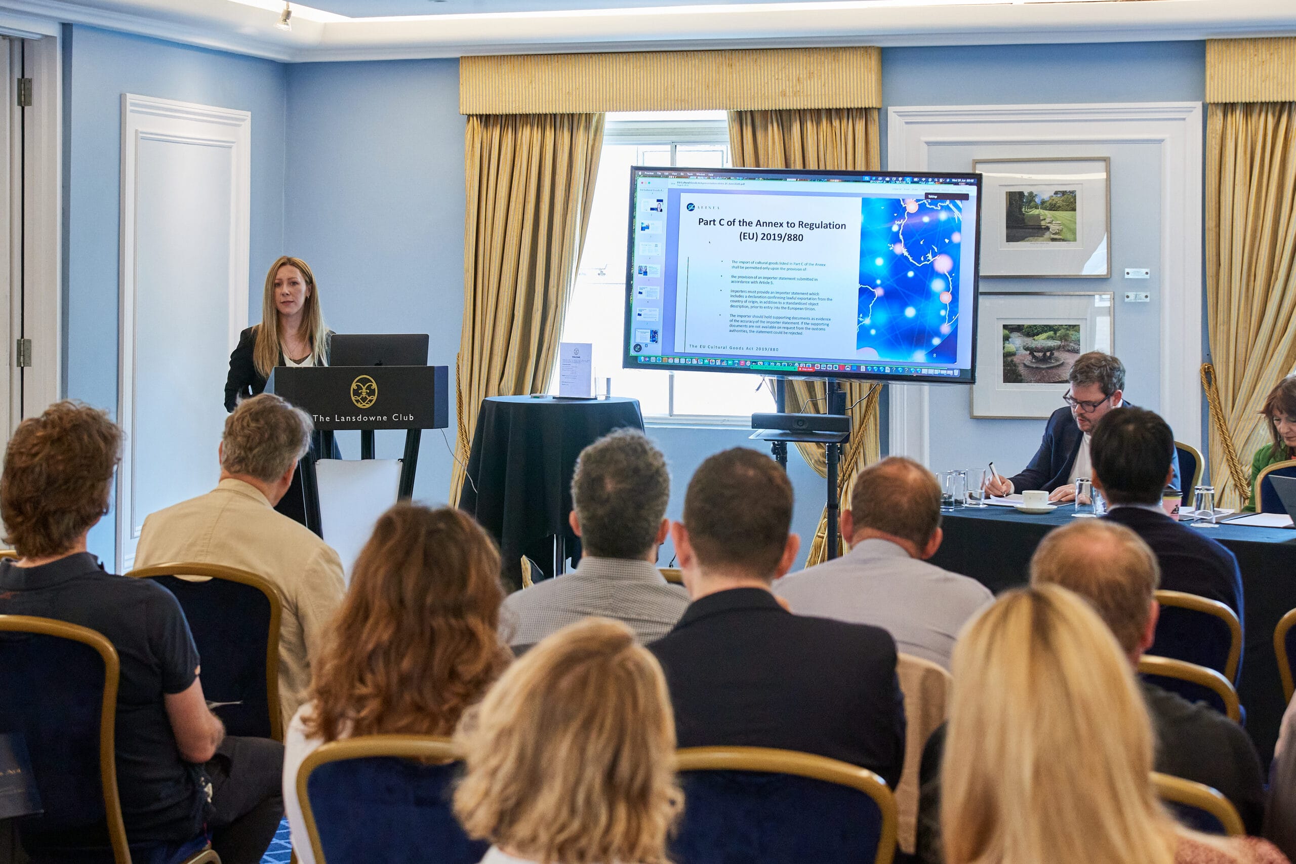 The EU Cultural Goods Act 2019/880 seminar hosted at The Lansdowne Club. Photography by Oliver Goodrich.